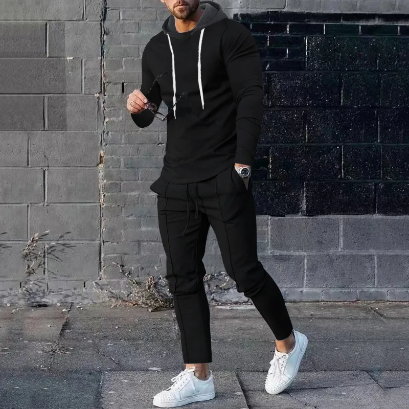 Casual Sports Suit Men's Spring And Autumn Loose Hooded Sweater Slim Two-piece Set view 6