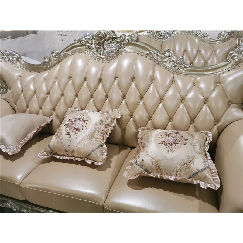 European style living room sofas classical sofa set furniture leather sofa