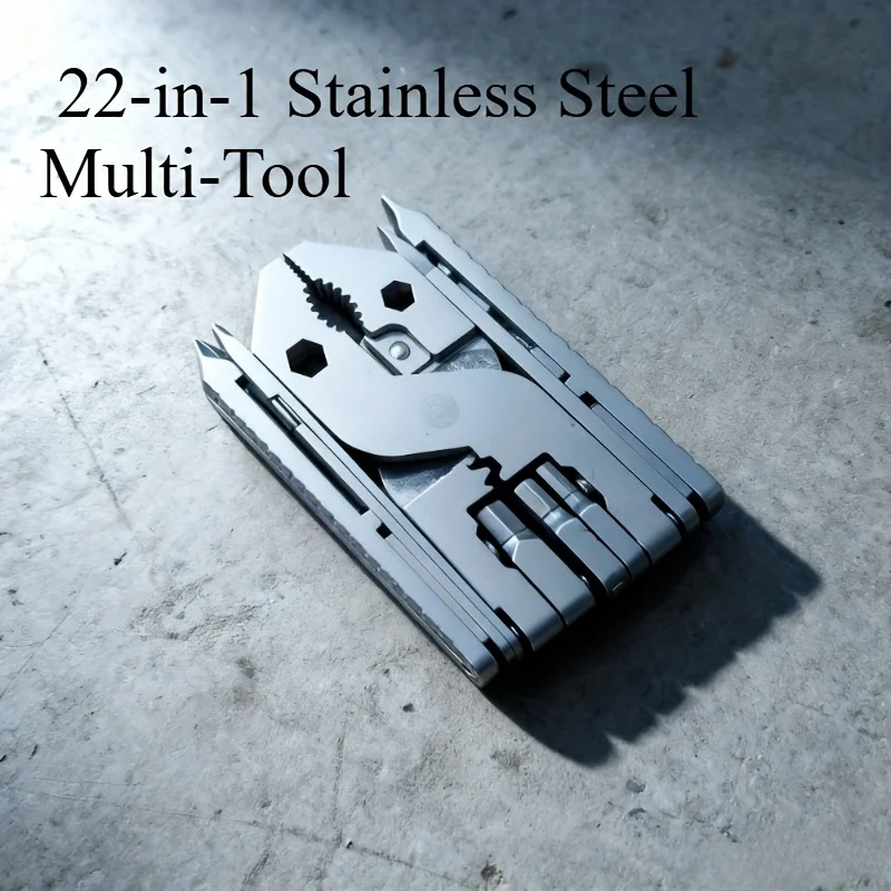 Multiutensile in acciaio inossidabile con portachiavi - Pinza pieghevole portatile, cacciavite, chiave inglese, martello, coltello, forbici, strumento di apertura
