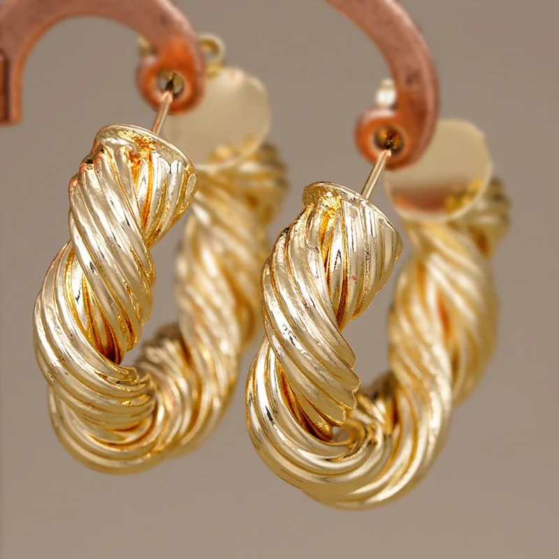 

HIBRIDE New Woven Stripe Design Earrings Dazzling Beautiful Jewelry Women's Dress for Festive Wedding Prom Host E316