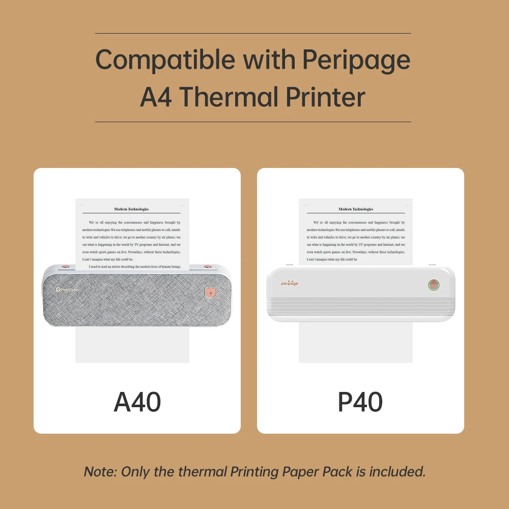 Peripage A4 กระดาษความร้อนการพิมพ์สองด้านกระดาษต่อเนื่องพับ 210x297mm100 แผ่นปลอดสาร BPA สําหรับ A40 P40 เครื่องพิมพ์ความร้อน