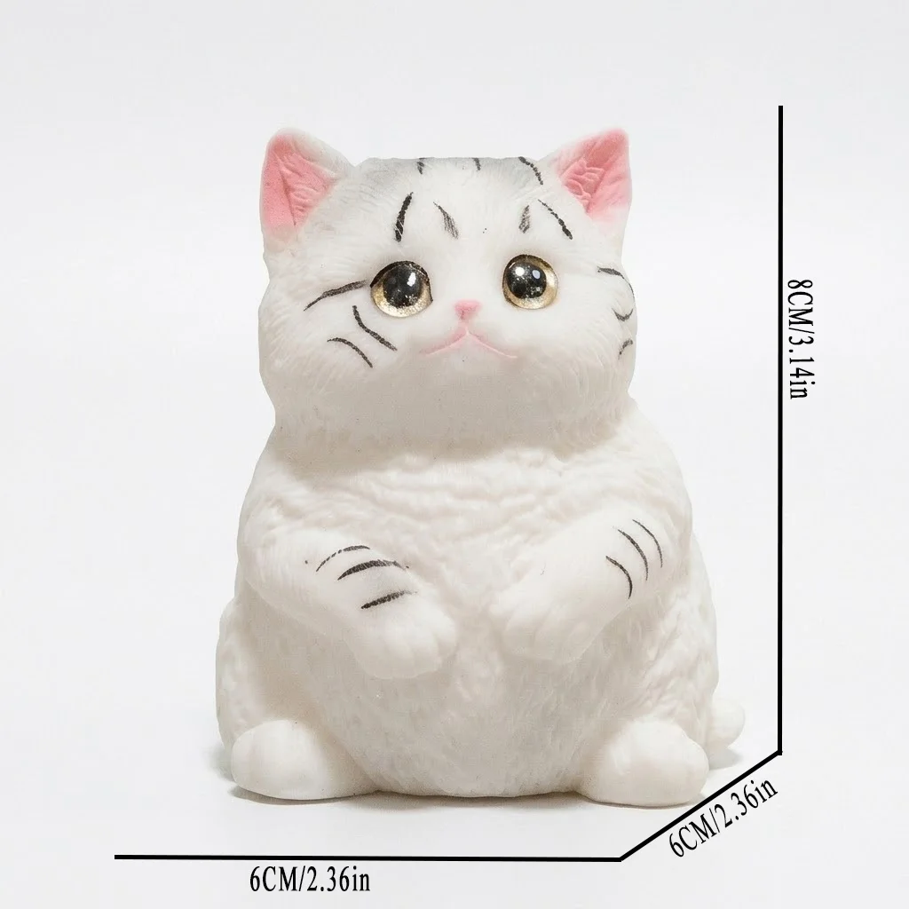 Chubby Cat Squishy Toy, Soft Squeeze Fidget, Kawaii Kitty Sensory Toy, Stress Relief Squish, Cute Desk Decor