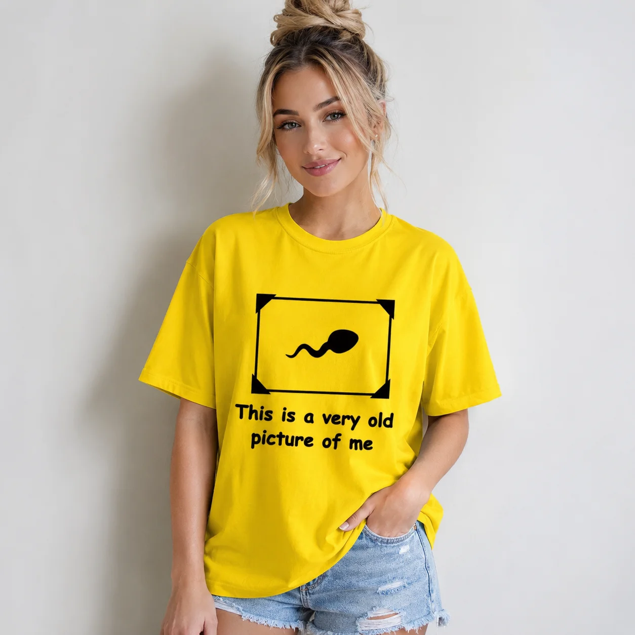 “This Is A Really Old Photo of Me” T-shirt — Funny Print T-shirt Cotton Women's T-shirt Crew Neck Short Sleeve Street Style