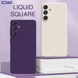 Original Square Liquid Silicone Phone Case for Samsung Galaxy M55 M55S C55 F55 5G SamsungM55S 360 Soft Double Liner Cover Coque