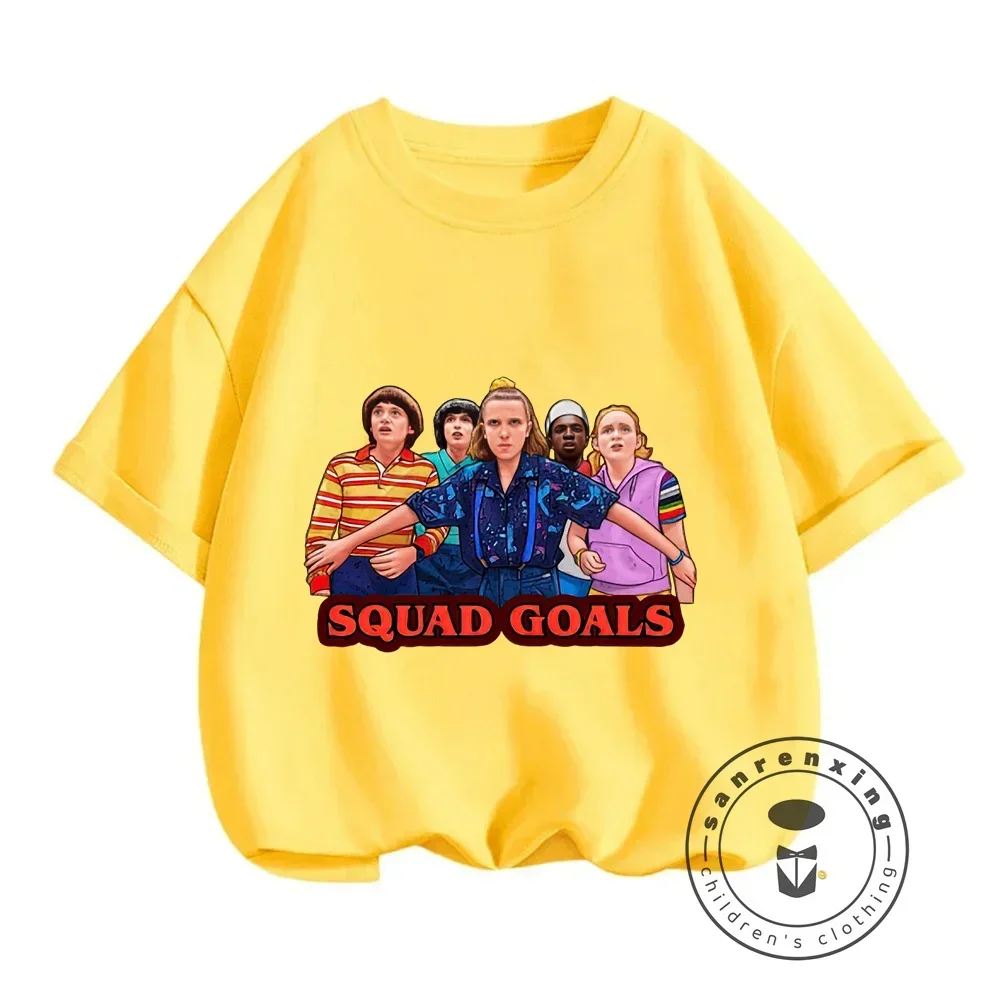 New in! Summer-ready Stranger Things Cartoon Prints Fashionable O-neck T-shirts for Boys and Girls Affordable Soft Stylish