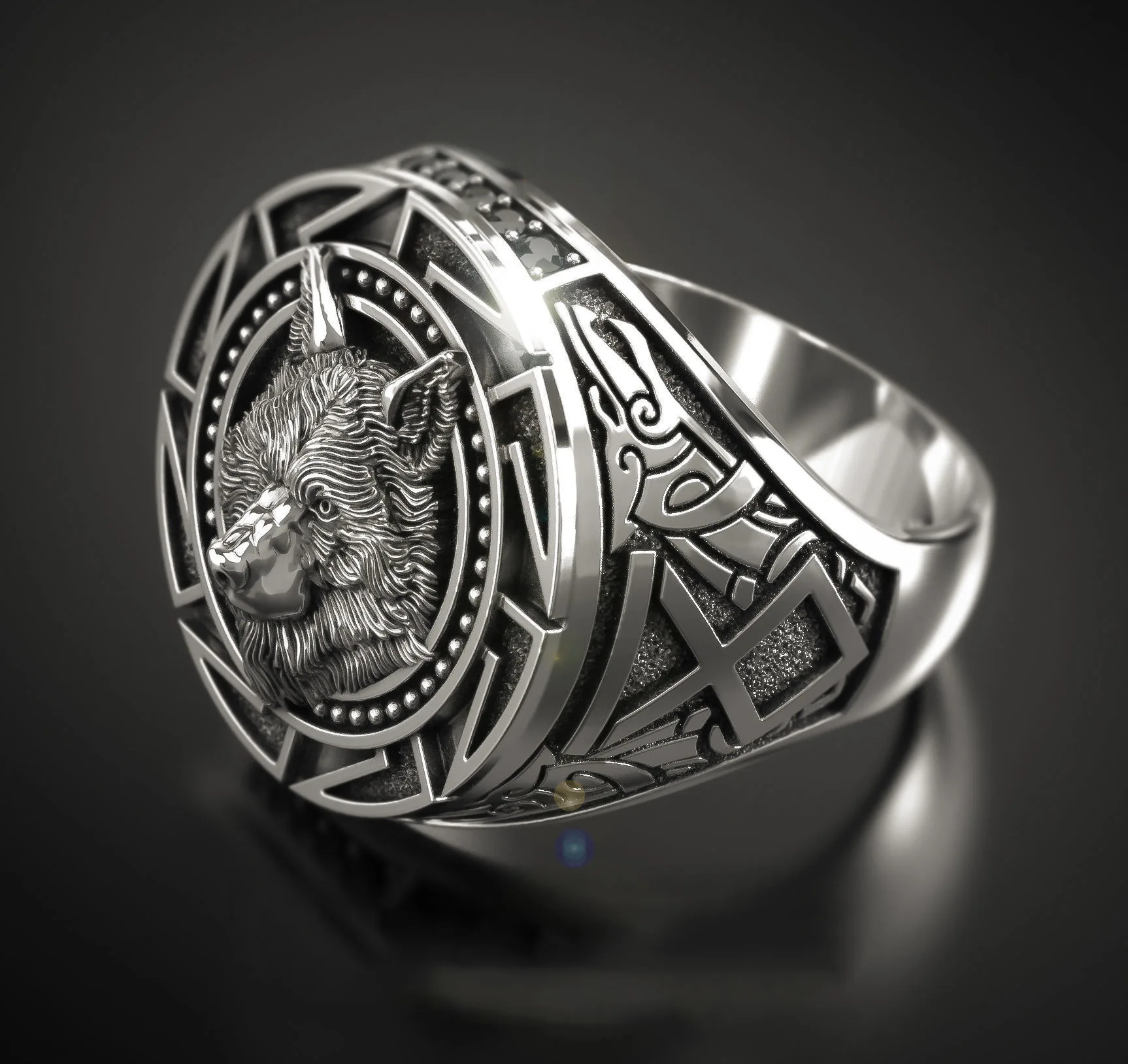 925 Sterling Silver Vintage Wolf Totem Thai Silver Ring Mythical Wolf Head Retro Style Men S Fashion Jewelry Accessory