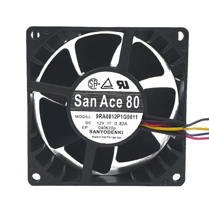 P 80*80*38MM SANYO 9RA0812P1G0011 DC12V 0.82A 4-wire pwm temperature control server cooling fan 8038