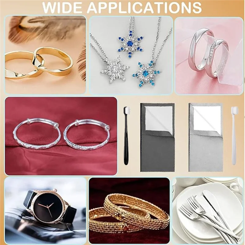 مجموعة أدوات تنظيف المجوهرات الفضية من CHCH، فرش فائقة النعومة + قماش تلميع مزدوج للتنظيف من الفضة الإسترليني والخالية من الخدوش