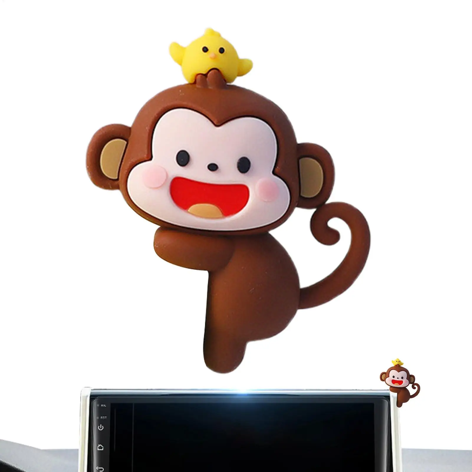 Adorable Mini Monkey Car Ornament, Fits Rearview Mirror & Dashboard Decor Car Screen Figurine cartoon monkey figurines