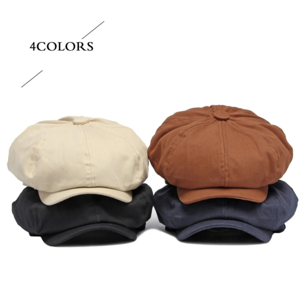 

HT4669 Berets for Men Women Retro Artist Painter Octagonal Beret Hat Male Female Solid Plain Ivy Flat Cap Mens Cotton Beret Cap
