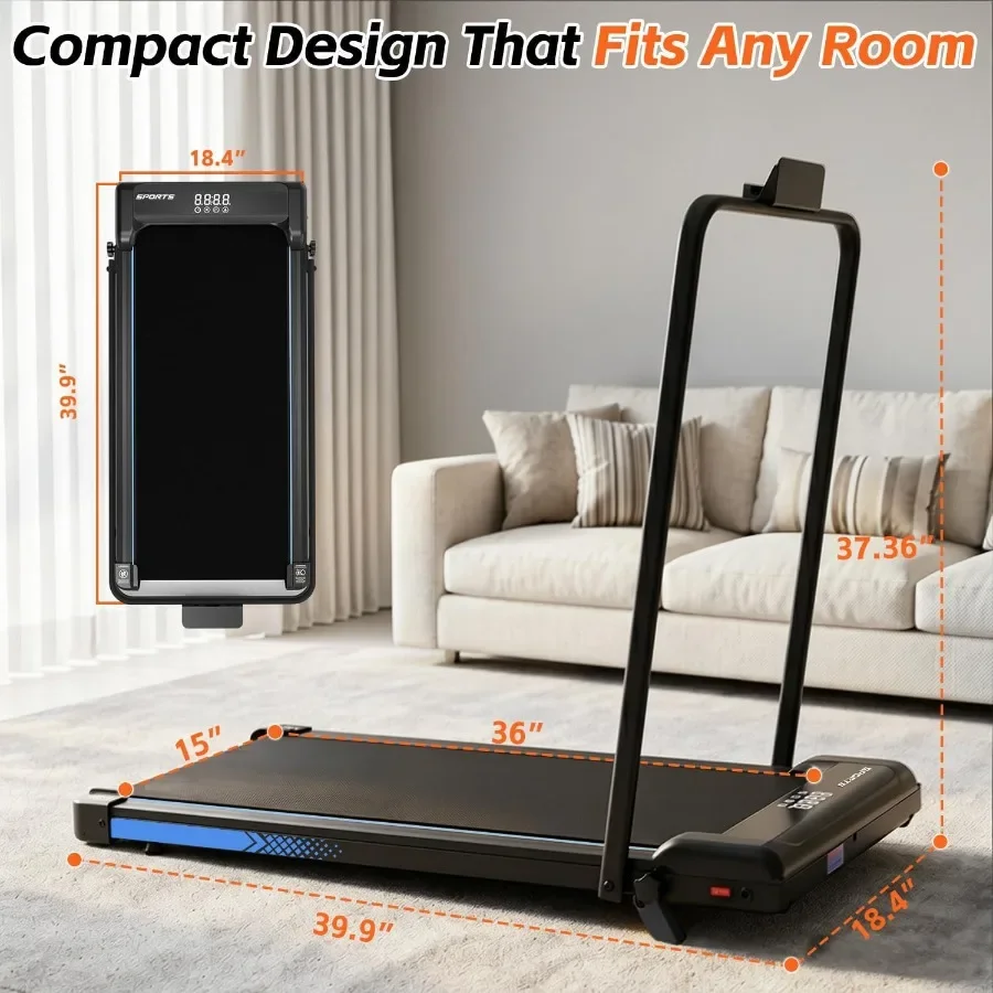 Walking Pad Treadmill for home use, aluminum alloy frame, black, 7 manual incline for effective low-impact cardio workouts
