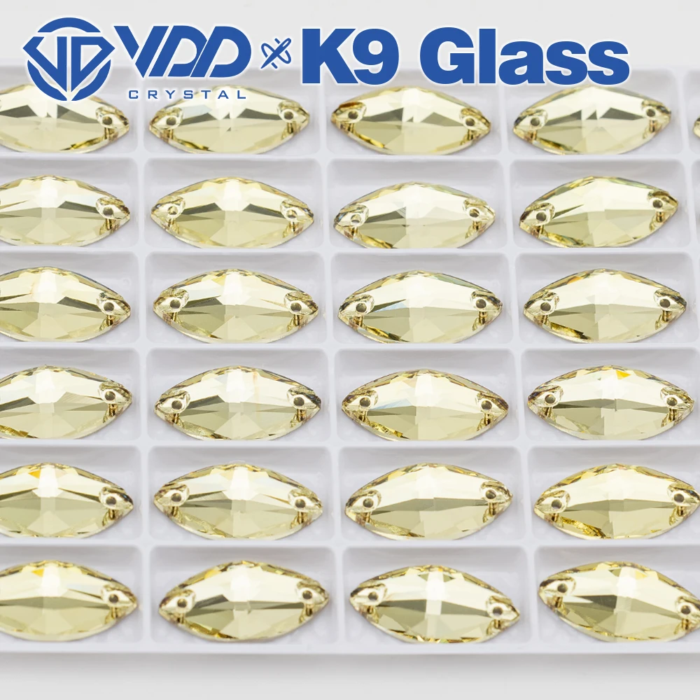 VDD S104 Jonquil Navette, hochwertige K9-Glas-Strasssteine zum Aufnähen, flache Kristallsteine zum Aufnähen für Kleidung, DIY-Kleidung, Kleider – Detail 5
