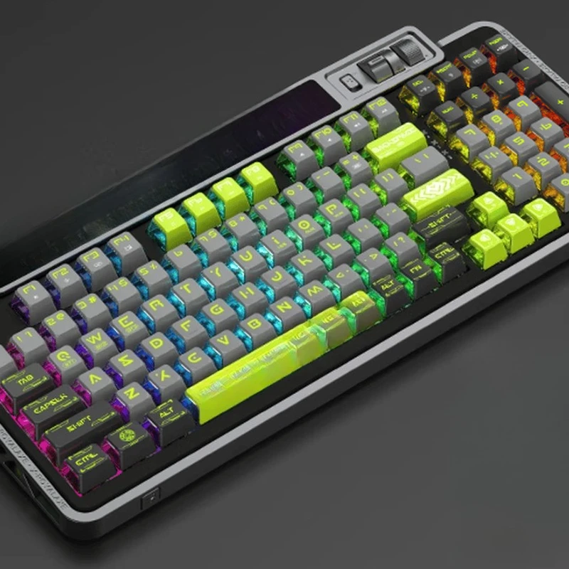 Wired wireless bluetooth mechanical keyboard, game keyboard, carbon fiber positioning board LED dot matrix screen