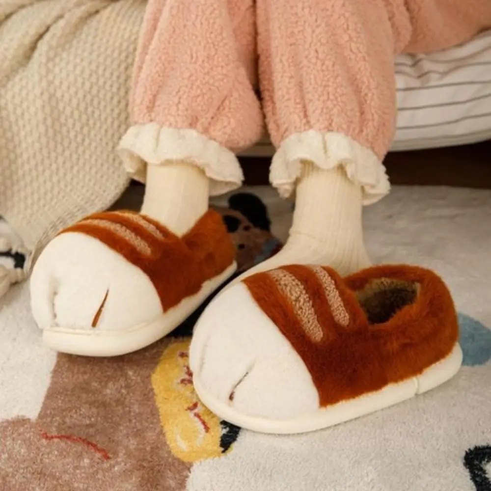 كعب مغلق القط باو النعال المسطحة القاع المواد الحيوان مخلب النعال رقيق الملمس الدافئة العزل كيتي قدم الشرائح #4