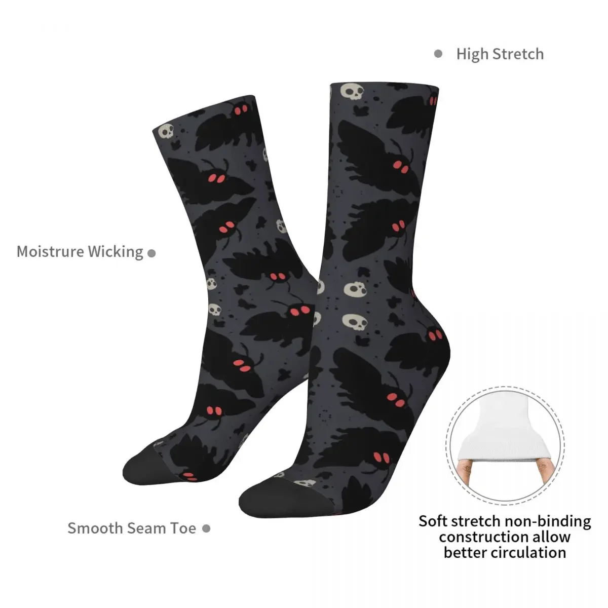 Mothman - Night Grey Socks Harajuku Super Soft Stockings All Season Long Socks Accessories for Unisex Gifts