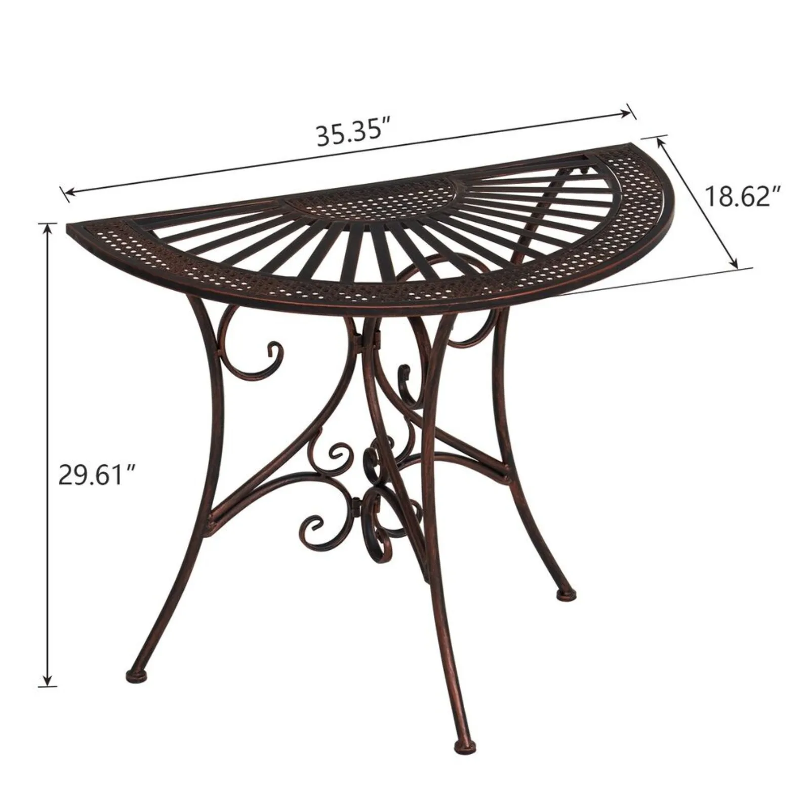 US Outdoor coffee table metal terrace table semi-circular indoor control console table bronze-