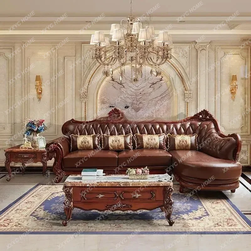 XX  Trendy Luxury Living Room Sofa Genuine Leather Modern Comfortable Living Room Sofa Puff Lounge Princess
