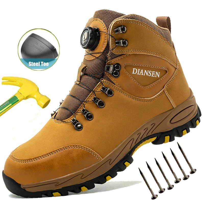 High Top Men Safety Shoes Steel Toe Work Safety Boots Man Puncture Proof Construction Work Shoes Indestructible Welder Shoes