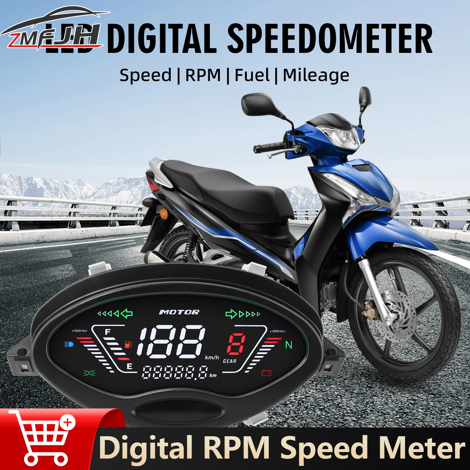 

New﻿ Motor Dashboard Speedometer Motorcycle RPM With Turn Signal Fuel Level Meter For Honda For WAVE125 Electronic Dashboard
