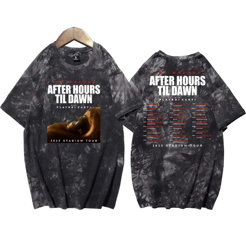 The Weeknd After Hours Til Dawn Tour 2025 Retro Tie Dye Shirt Unisex Round Neck Short