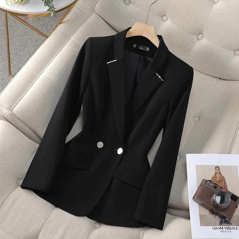 Blazer de manga comprida feminino, casacos de escritório, jaqueta feminina, roupa de trabalho de negócios, casaco formal, blusa casual feminina, primavera, outono, novo, 2022