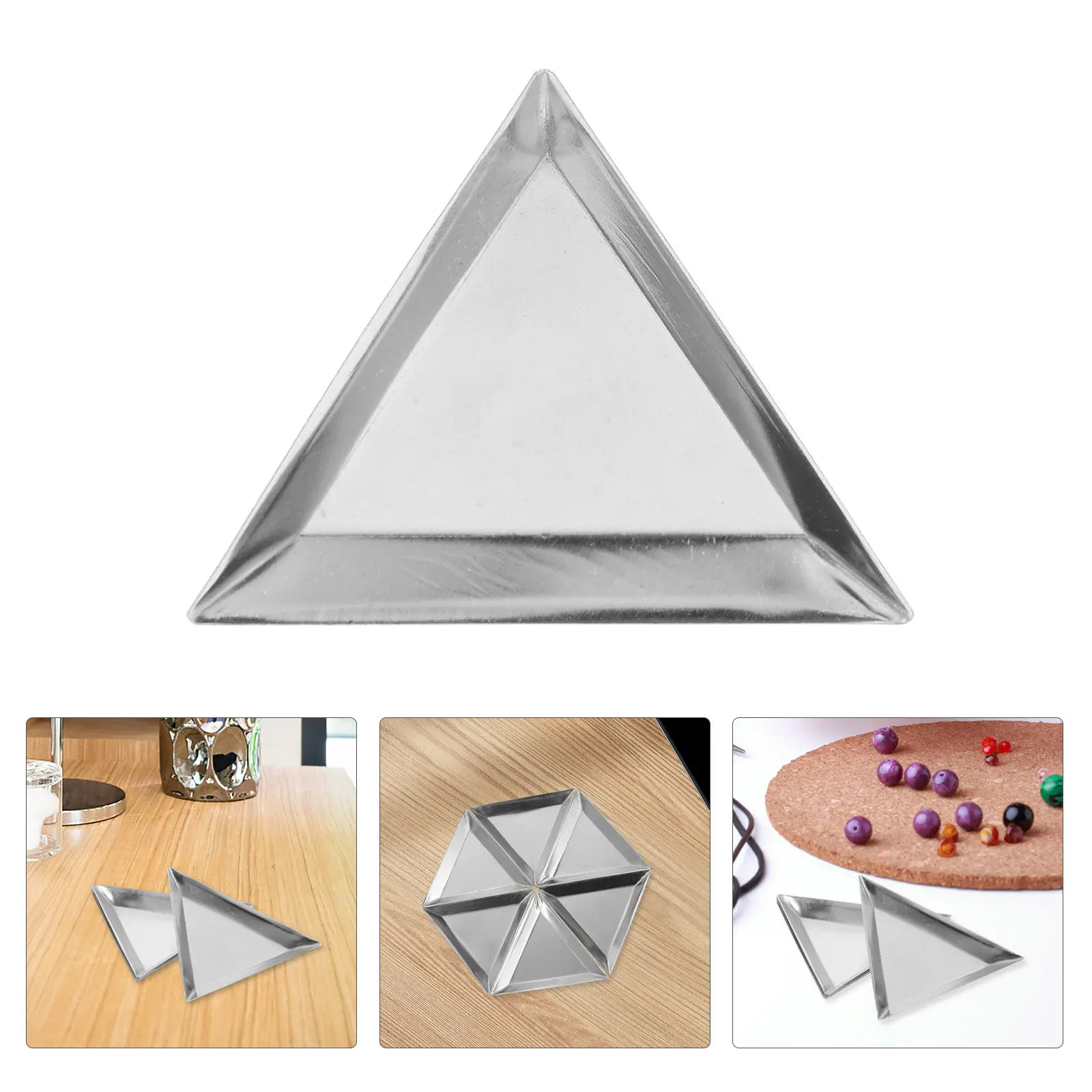 

6Pcs Triangle Jewelry Trays Aluminum Bead Sorting Tray for DIY Crafts Rhinestones Gems Storage Nail Art Organizer