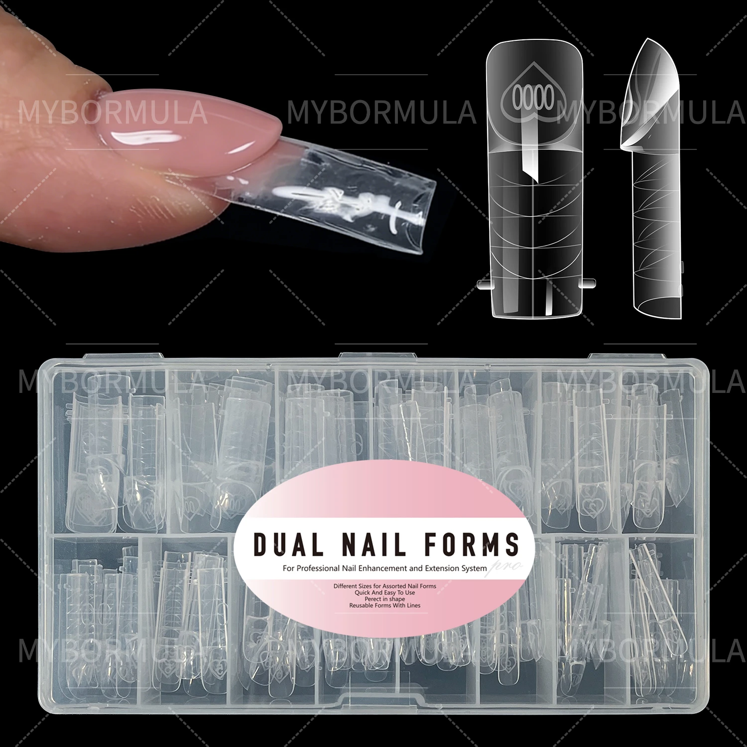 

150pcs Hollow French Dual Form Nails Russian Style Traceless Nail Art Sculpting Tool Quick Extension Dual Form Nail Tips