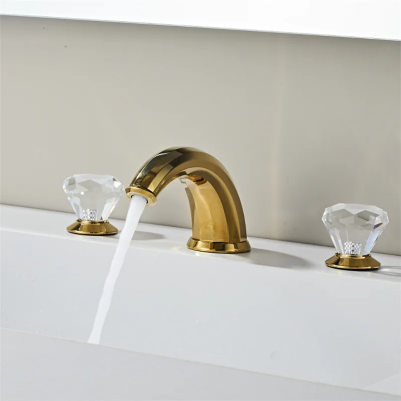 Gold Bathroom Faucet Modern basin faucet Brass widespread faucet Tap luxury Basin Mixer Hot And Cold shower room sink Faucet