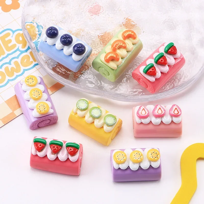 10/100pcs 3D Miniatures Dollhouse Resin Roll Food Play DIY Handmade Materials Keychain Headgear Refrigerator Accessories Resin