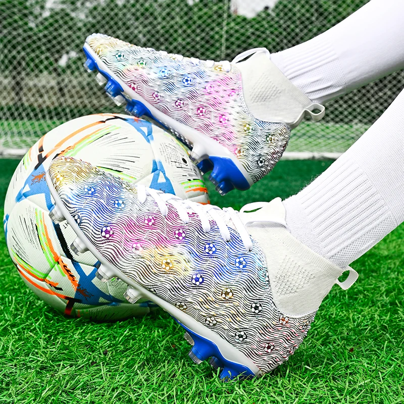 

2024 Men's Soccer Shoes Large Size Ultralight Football Boots Boys Sneakers Non-Slip AG/TF Soccer Cleats Ankle Boots Unisex