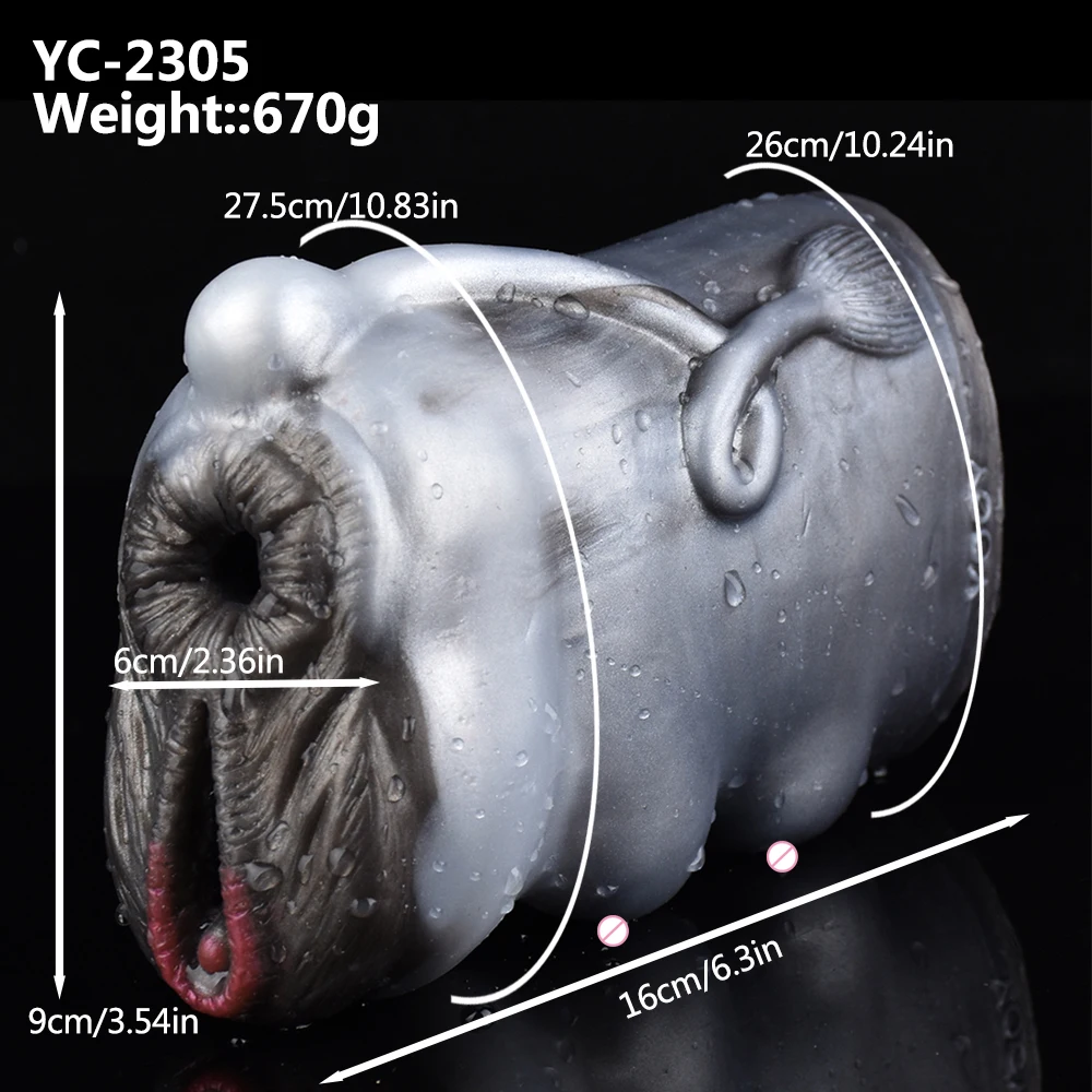 GEEBA 2305 Realistico Animale Mucca Masturbatore Maschile Doppio Canale Tasca In Silicone Figa Stroker Per Gli Uomini Giocattolo Del Sesso Per Adulti Forniture Per Adulti