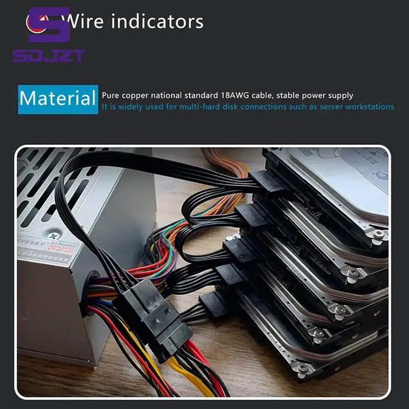 4Pin 1 Macho Para 3/4/5/6 Feminino Splitter Adaptador SATA Power Disco Rígido Extensão Cabo do Disco Rígido