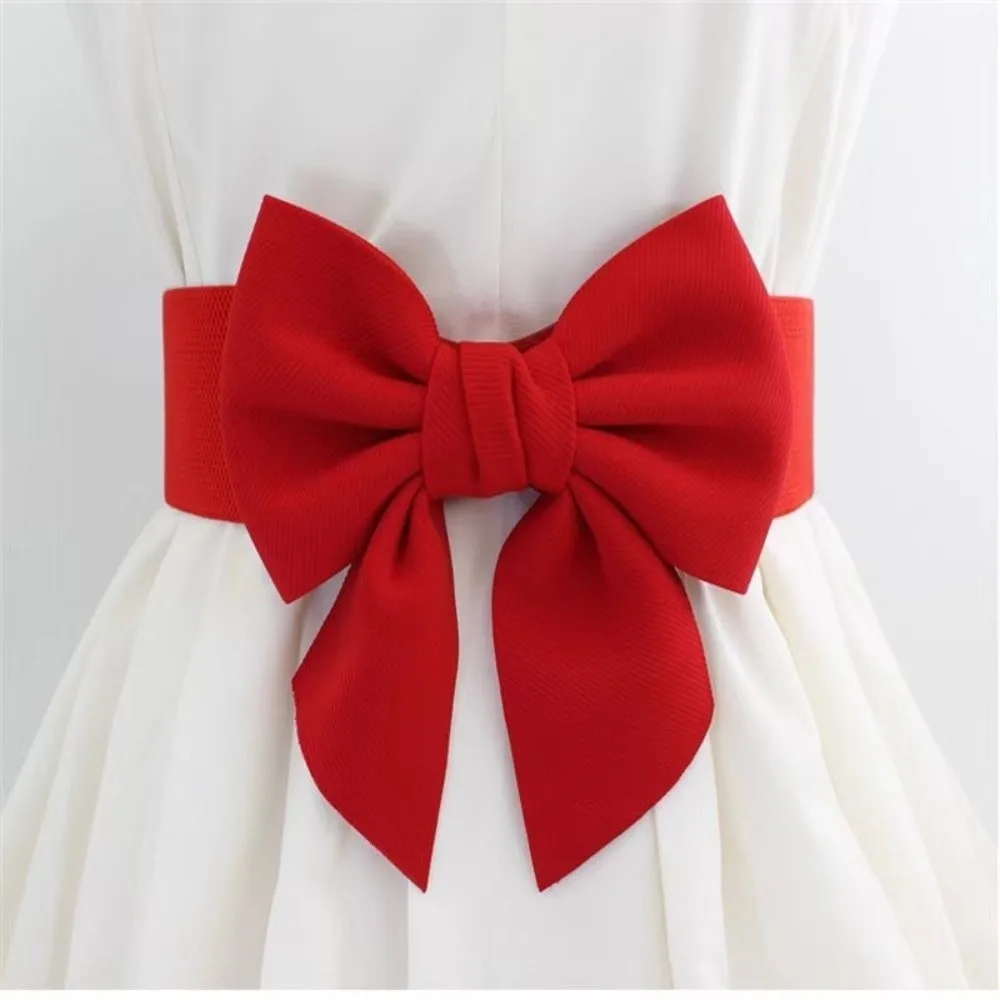 

Элегантный пояс с бантом, широкий эластичный поясной ремень, однотонный регулируемый пояс для платья, аксессуар для украшения одежды.