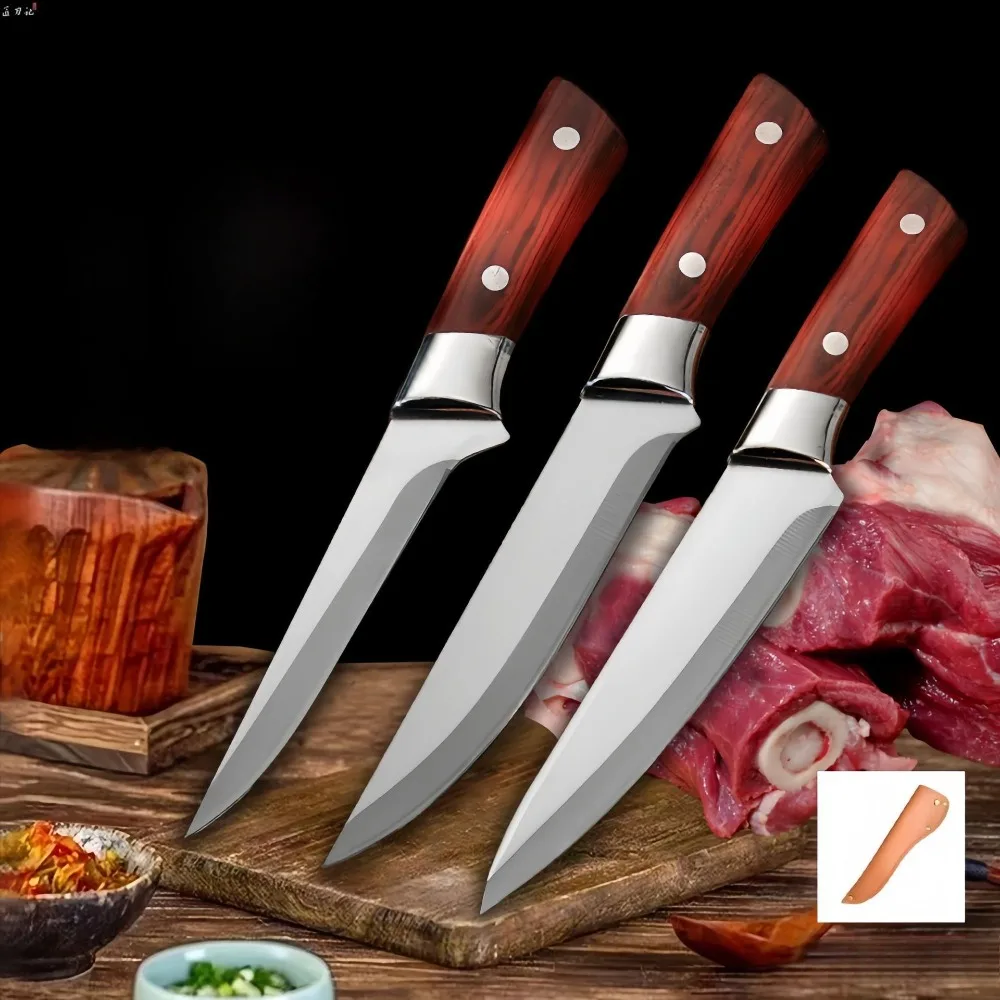 

Chef Bone-picking Knives Professional Cutting Fruit Knives with Knife Sleeves Peeling Meat Slicing Knives PP Handle
