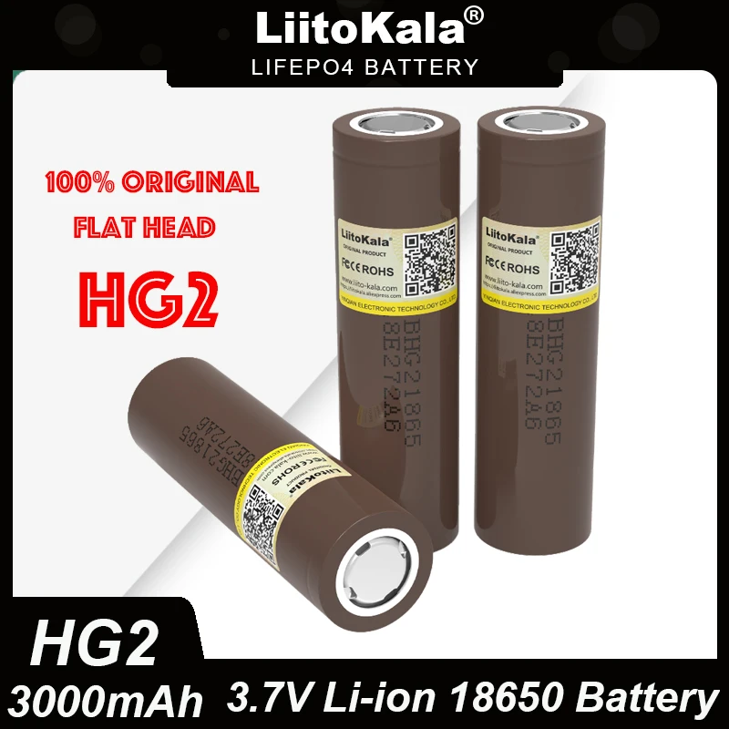 LiitoKala 100% Original HG2 3.7v 18650 3000mAh batteries 3.6V discharge 20A dedicated high-Power Rechargeable battery