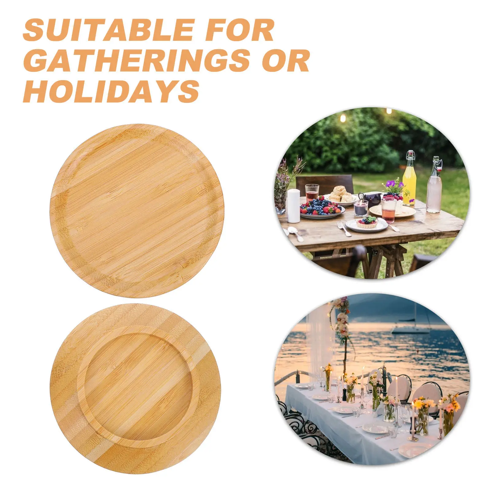 2Pcs Round Bamboo Wine Glass Cover Charcuterie Topper Mini Plate Coaster Set for Home Bar Outdoor Dining Wine Topping Snack