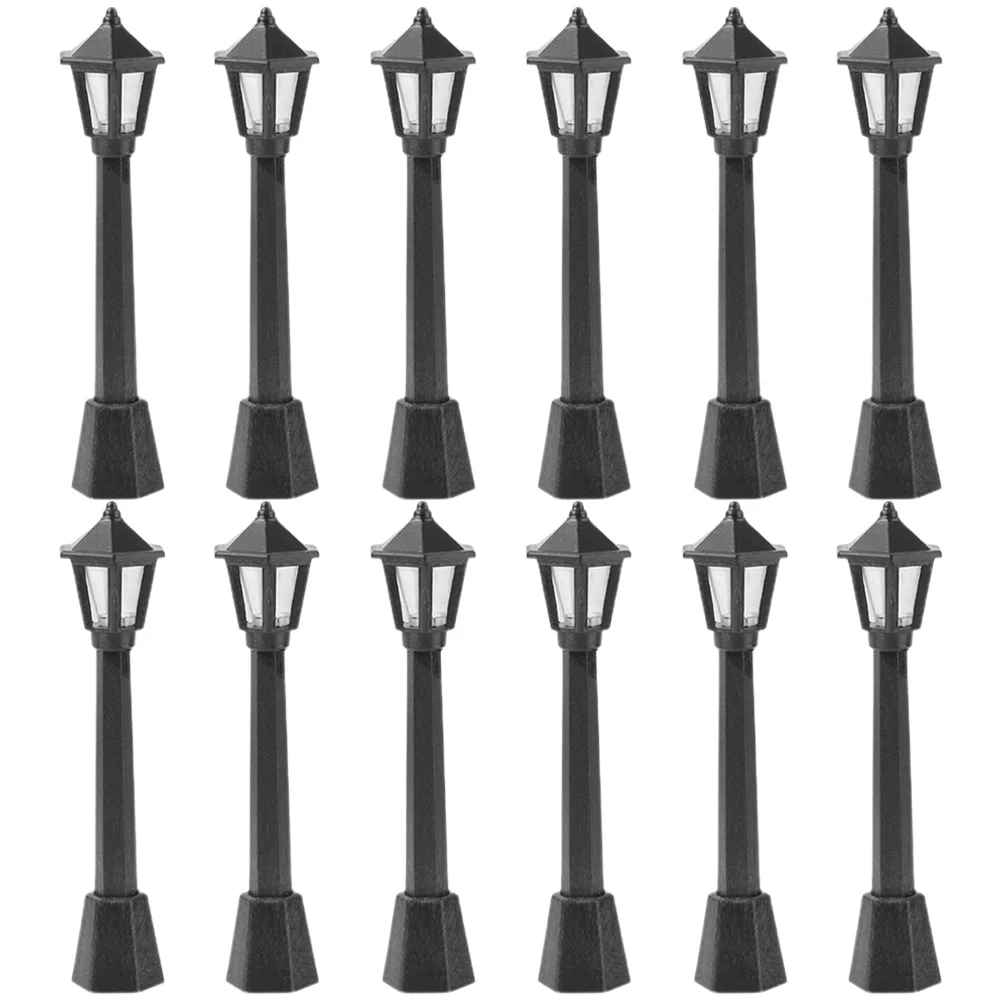 

12 Pcs 8 Cm Mini Street Light Christmas Lamp Post Plastic Railway Train House Supply