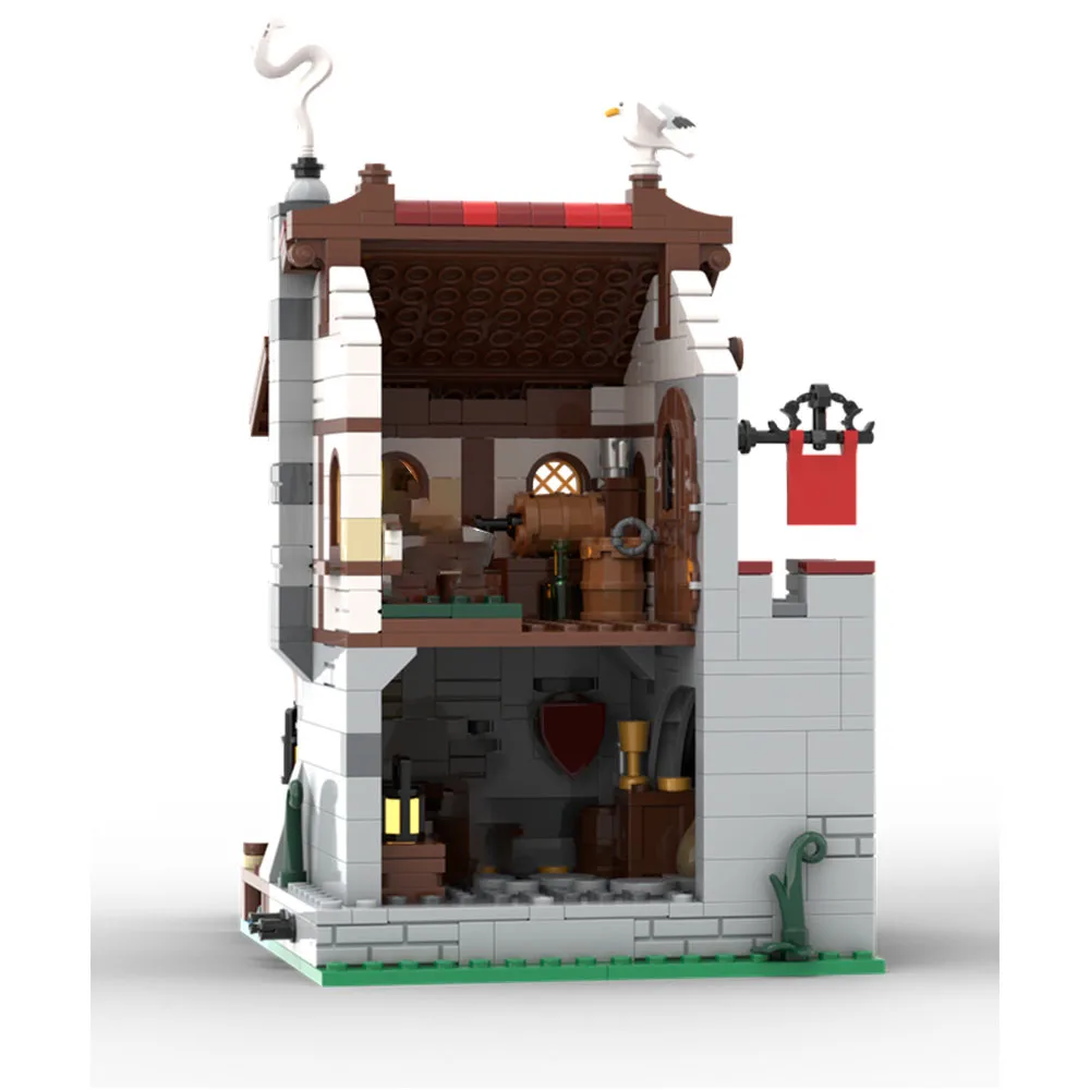 622PCS MOC Middeleeuwse Architectuur Seaside Markt Smokkler's Lair Model Bouwstenen DIY Montage Speelgoed Kinderen Jongen Gift set