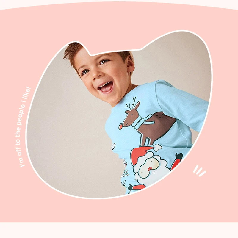 Little maven Bluey Lovely Children's Cotton Christmas Holiday Tops European American Tees Cartoon Long Sleeve T-shirt for Boys