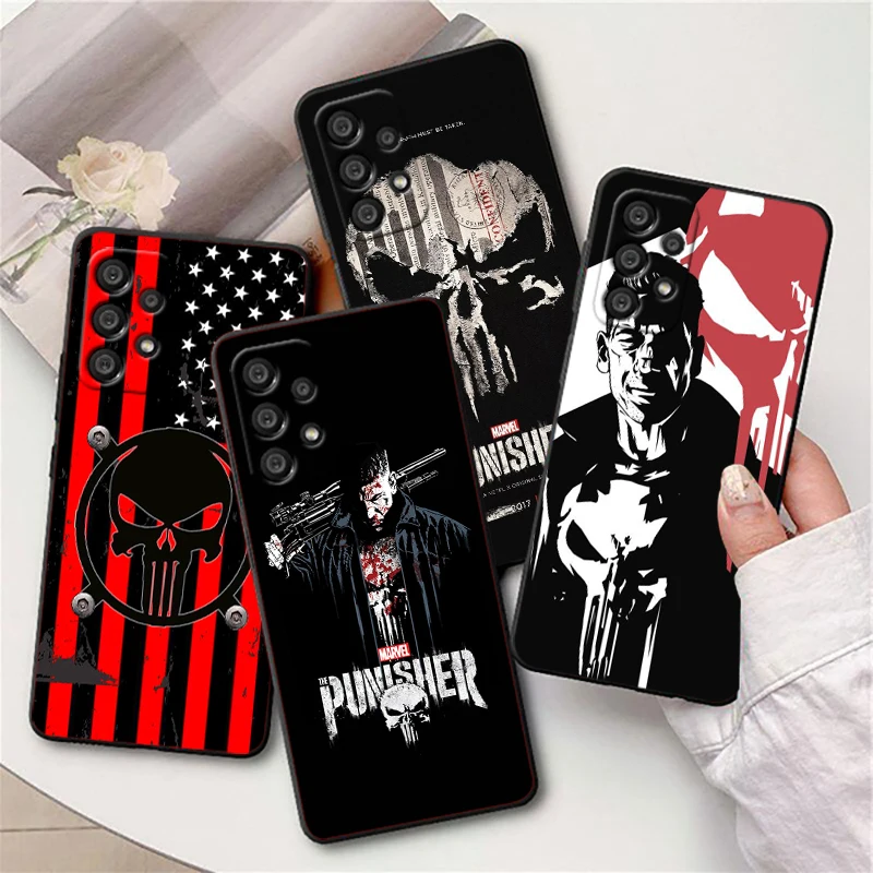 Marvel Superhero Punisher For Samsung A73 A72 A71 A53 A52 A51 A42 A32 A23 A22 A21S A13 A12 A03 Black Soft Phone Case