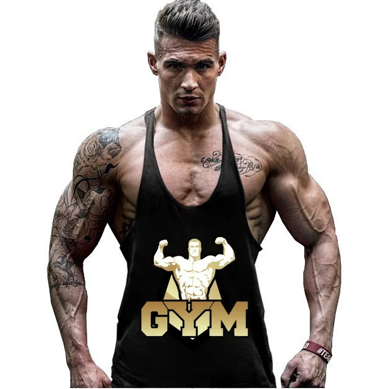 New Bodybuilding Stringer Tank Top Men Cotton Sleeveless Vest Breathable Gyms Muscle Building Workout Athletic Undershirt