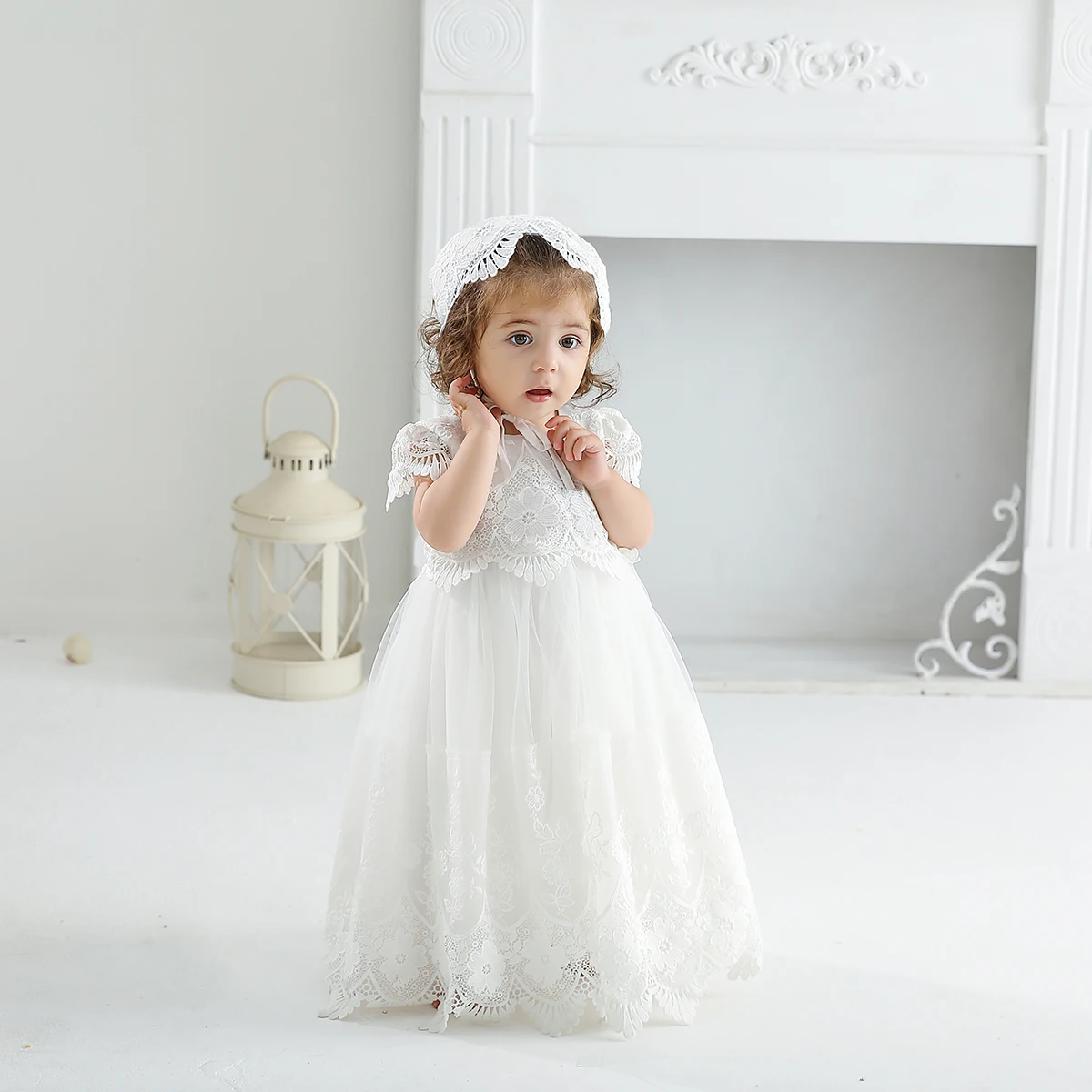 Infant Baby 1st Birthday Baptism Dresses for Kids Girls White Wedding Party Princess Gown Tulle Toddler Summer Clothes 0 1 2Y