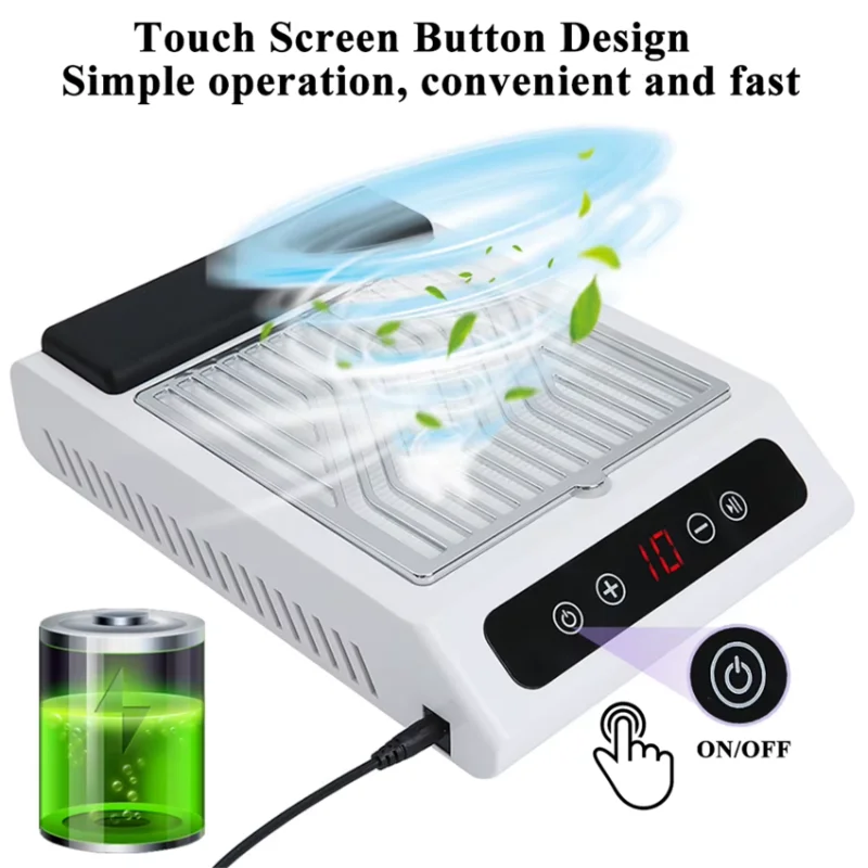 BAAN-High-Power Nail Dust Collector Rechargeable 100W-Adjustable Speed With Filter EU EU Plug