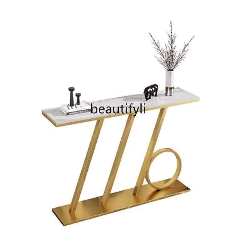 

ss03 Simple marble entrance table creative entrance cabinet home decoration narrow table strip case against the wall modern rock
