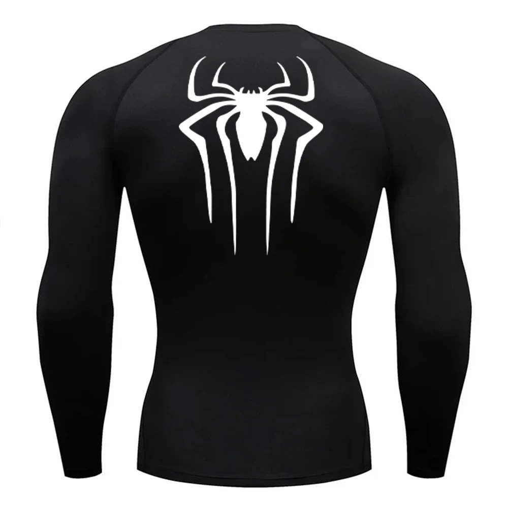 Anime Spider Compression Shirt Long Sleeve For Men Gym Fitness Sportswear Rashguard Bodybuilding Dry Fit Clothing Running Wear