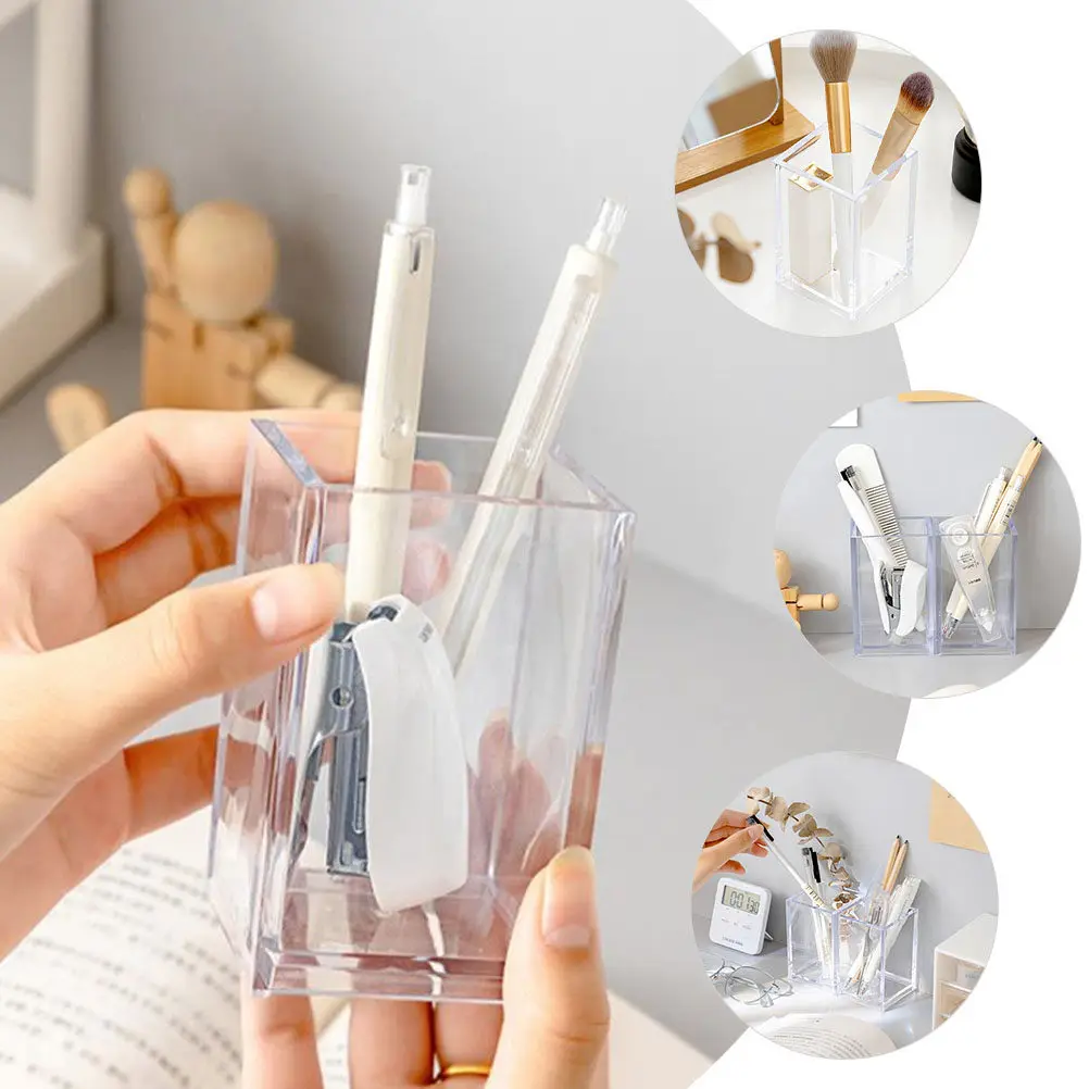 

Набор из 2-х прозрачных акриловых подставок для ручек и кистей для макияжа, органайзер для туалетного столика и рабочего стола