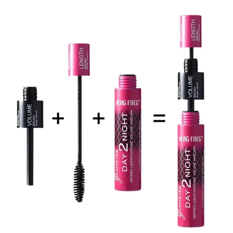 2 in 1 Double Adjustable Quantity Makeup Mascara Long Thick  Curling Mascara Eye Cosmetics Long Lasting Not Blooming Black Makeu