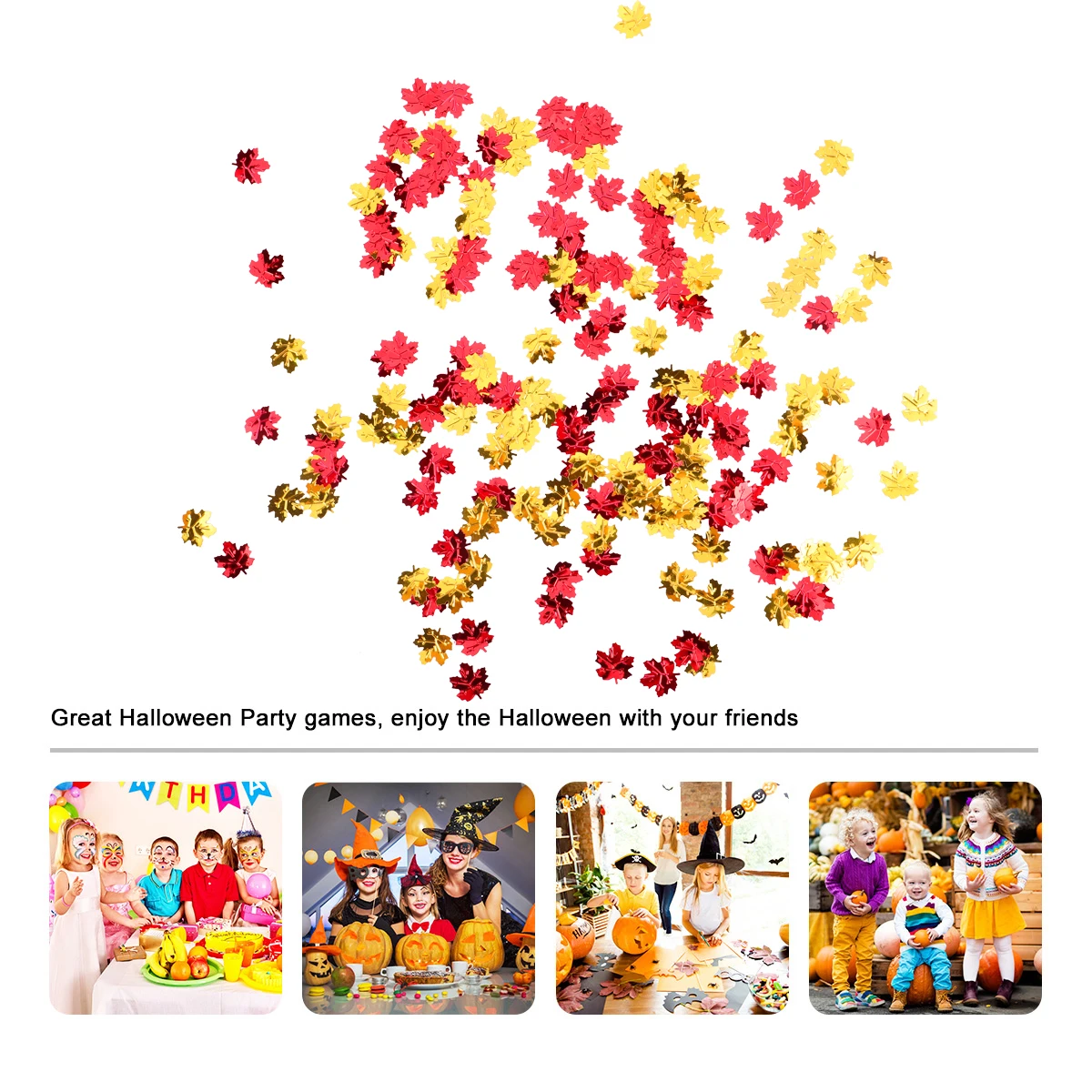 

3 Bags Halloween Decor Party Confetti Decoration Maple Leaf Ghost Head Fake Fall Leaves Autumn