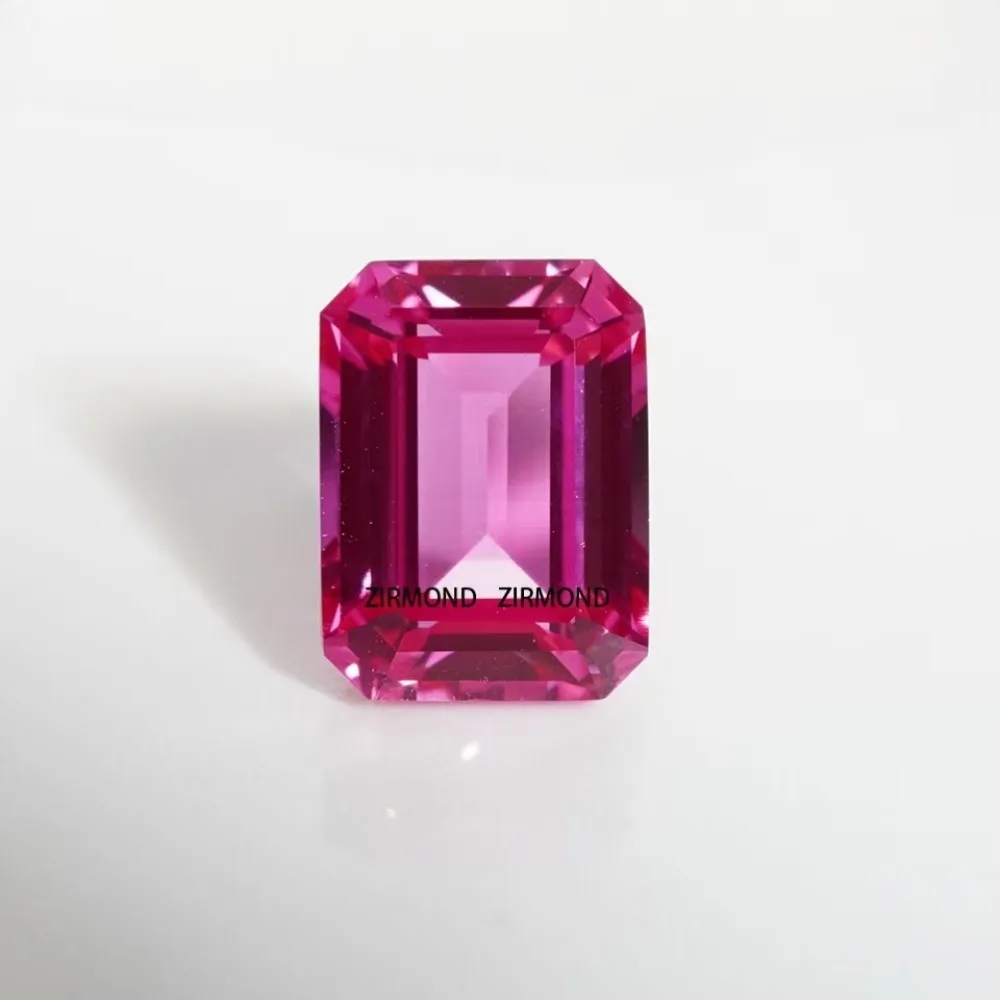 

Super Emerald Cut Lab Grown Sapphire Bright Pink Charming Loose Gems for Drop Earrings and Engagement Band with AGL Certificate