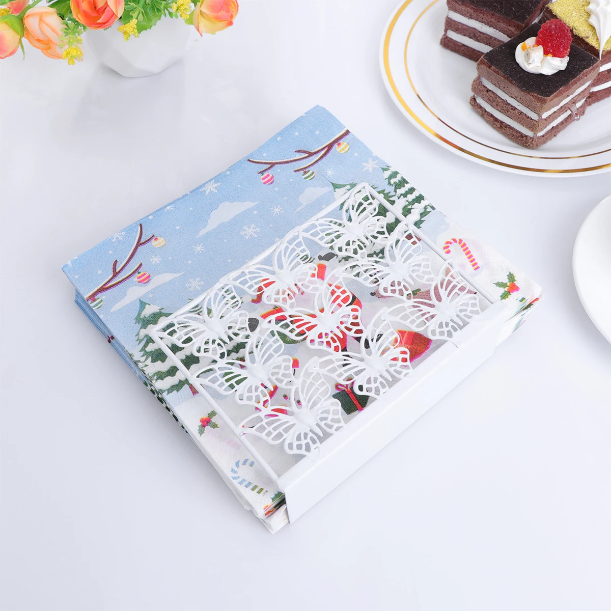 

1PC Metal Creative Modern Tissue Holder Napkin Dispenser Napkin Holder Stand Cut-Out Paper Towel Holder (Style D)